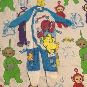 Vintage 1992 Barney Baby Footie Sleeper